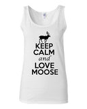 Junior Keep Calm And Love Moose Deer Animals Novelty Statement Tank Top