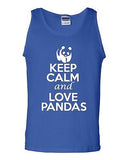 Keep Calm And Love Pandas Cute Humor Novelty Statement Graphics Adult Tank Top