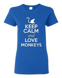 Ladies Keep Calm And Love Monkeys Ape Animal Lover Wild Funny T-Shirt Tee