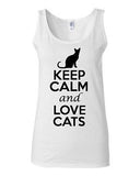 Junior Keep Calm And Love Cats Animal Lover Graphic Sleeveless Tank Tops