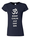 Junior Keep Calm And Say Om Yoga Hindu Sanskrit Symbol Religion DT T-Shirt Tee
