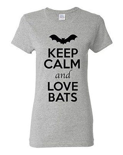 Ladies Keep Calm And Love Bats Fly Night Animal Lover Wild Funny T-Shirt Tee
