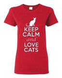 Ladies Keep Calm And Love Cats Cat Lover Pet Kitten Kitty Animals T-Shirt Tee