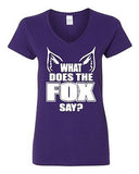 V-Neck Ladies What Does The Fox Say Party Music Comedy Funny Humor T-Shirt Tee
