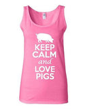 Junior Keep Calm And Love Pigs Animal Lover Graphic Sleeveless Tank Tops