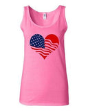 Junior Heart Flag USA Love Country Love America Patriotic Sleeveless Tank Tops