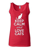 Junior Keep Calm And Love Cats Animal Lover Graphic Sleeveless Tank Tops