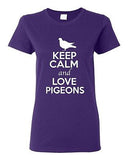 Ladies Keep Calm And Love Pigeons Birds Animal Lover Wild Funny T-Shirt Tee