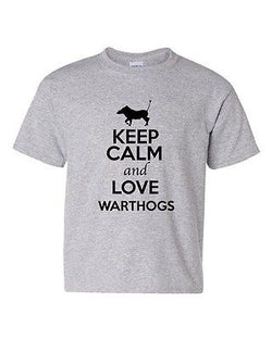 Keep Calm And Love Warthogs Hogs Boar Pig Animal Lover Youth Kids T-Shirt Tee