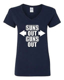 V-Neck Ladies Suns Out Guns Out Gym Work Out Flex Training Funny T-Shirt Tee