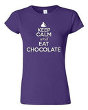 Junior Keep Calm and Eat Chocolate Novelty Sweets Graphic T-Shirt Tee