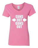 V-Neck Ladies Suns Out Guns Out Gym Work Out Flex Training Funny T-Shirt Tee