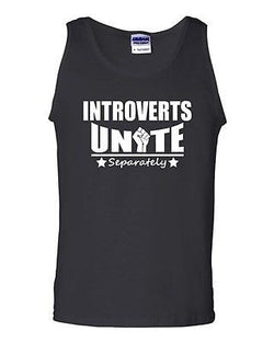 Introverts Unite Separately Geek Funny Novelty Statement Graphics Adult Tank Top