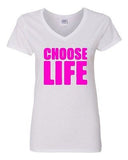 V-Neck Ladies Choose Life Wham 1980 80's Cool Retro Funny Humor T-Shirt Tee