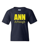 Ann Arbaugh Bold Football Michigan Sports Game Novelty Youth Kids T-Shirt Tee