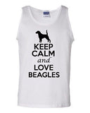 Keep Calm And Love Beagles Dog Humor Novelty Statement Graphics Adult Tank Top