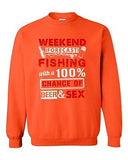 Weekend Forecast Fishing With 100% Chance Beer Sex Funny DT Crewneck Sweatshirt