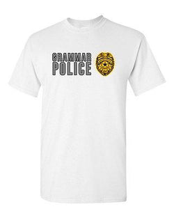 Grammar Police USA Badge Spelling OCD Grammar Funny Humor DT Adult T-Shirt Tee