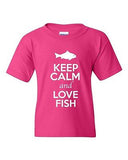 Keep Calm And Love Fish Fishing Ocean Marine Animal Lover Youth Kids T-Shirt Tee