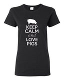 Ladies Keep Calm and Love Pigs Boar Animal Lover Meat Pork Pig Lover T-Shirt Tee