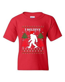 I Believe Sasquatch Big Foot Ugly Christmas Gift Funny DT Youth Kids T-Shirt Tee