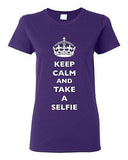 Ladies Keep Calm And Take A Selfie Crown King Camera Pics Funny DT T-Shirt Tee