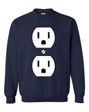 Plug Outlet Face Party Costume Funny Humor DT Novelty Crewneck Sweatshirt