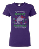 Ladies Merry Fishmas Fish Santa Hat Hook Fishing Ugly Christmas DT T-Shirt Tee