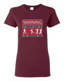 Ladies Warning If Zombies Chase Us Tripping You TV Funny Parody DT T-Shirt Tee