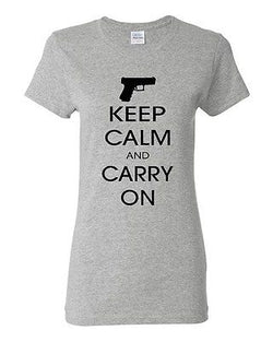 Ladies Keep Calm And Carry On Gun Control Pistol Rifle Gun Rights T-Shirt Tee