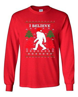 Long Sleeve Adult T-Shirt I Believe Sasquatch Big Foot Ugly Christmas Funny DT