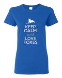 Ladies Keep Calm and Love Foxes Wildlife Animal Lover Fox Lover T-Shirt Tee