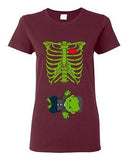 Ladies Skeleton Baby Frankenstein Halloween Heart Horror Funny DT T-Shirt Tee