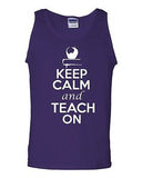 Keep Calm And Stay Teach On Humor Novelty Statement Graphics Adult Tank Top