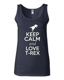 Junior Keep Calm And Love T-Rex Dinosaur Dino Animal Lover Sleeveless Tank Tops