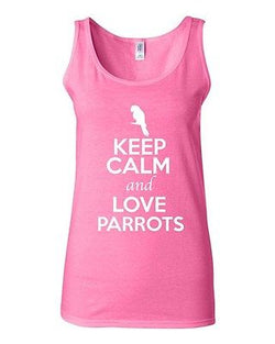 Junior Keep Calm And Love Parrots Birds Pet Animal Lover Sleeveless Tank Tops