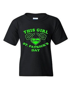 This Girl Loves St. Patrick's Day Irish Clover Novelty Youth Kids T-Shirt Tee