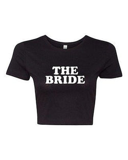 Crop Top Ladies The Bride Wedding Groom Husband Wife Ring Funny T-Shirt Tee