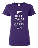 Ladies Keep Calm And Carry On Gun Control Pistol Rifle Gun Rights T-Shirt Tee