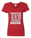 V-Neck Ladies Exercise Eggs Are Sides For Bacon Breakfast Gym Funny T-Shirt Tee