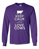 Long Sleeve Adult T-Shirt Keep Calm And Love Cows Animals Milk Cow Lover Funny