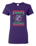 Ladies Merry Pitmas Dog Pitbull Dog Animals Ugly Christmas Funny DT T-Shirt Tee