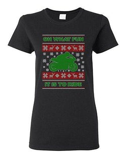 Ladies Oh What Fun It Is To Ride Rider Ugly Christmas Funny DT T-Shirt Tee
