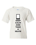 Keep Calm And Take A Selfie Phone Camera Picture Funny DT Youth Kids T-Shirt Tee