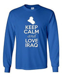 Long Sleeve Adult T-Shirt Keep Calm And Love Iraq Country Nation Patriotic