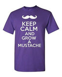 Keep Calm And Grow A Mustache Funny Novelty Statement Graphics Adult T-Shirt Tee