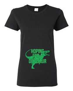 Ladies Hoping For A Dinosaur Jurassic Fossil Dino Baby Funny DT T-Shirt Tee