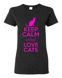 Ladies Keep Calm And Love Cats Cat Lover Pet Kitten Kitty Animals T-Shirt Tee