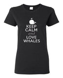 Ladies Keep Calm and Love Whales Animal Love Sea Life Whale Lover T-Shirt Tee