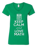 V-Neck Ladies Keep Calm And Love Math Love Mathematics School Funny T-Shirt Tee